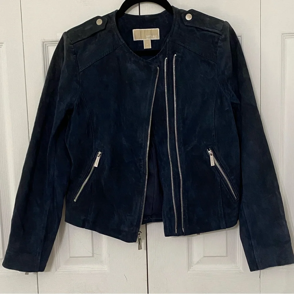 MICHAEL KORS leather Suede Moto Jacket M - Picture 2 of 15